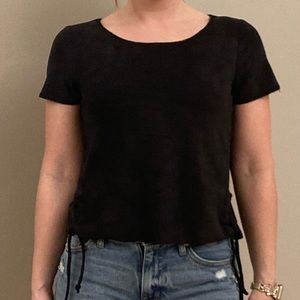Black faux suede top